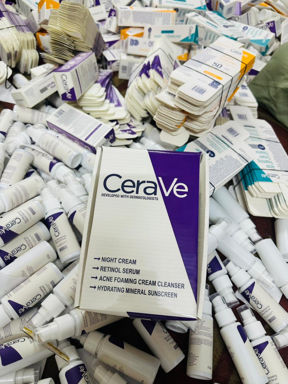 CeraVe Complete Skincare Combo Kit – Sunscreen SPF 50, Acne Cleanser, Retinol Serum & Night Cream