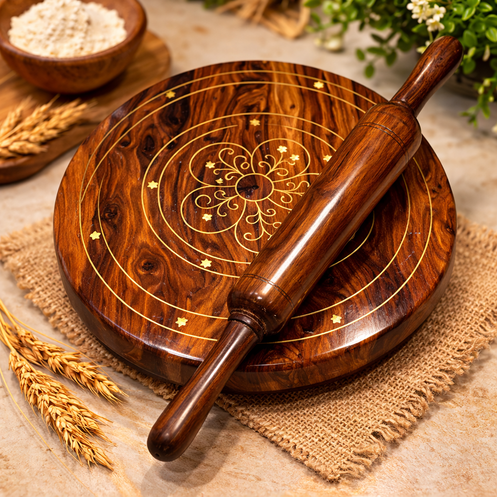 Premium Wooden Chakla Belan Set